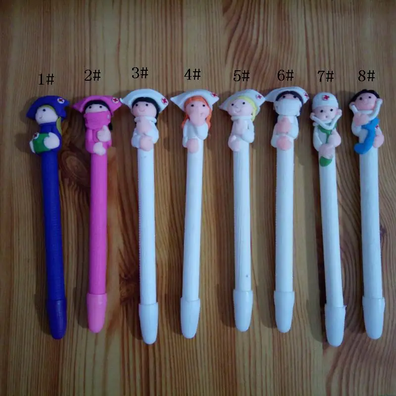 

400 PCS Cute Cartoon Doctor Nurse Ballpoint Pen Polymer Caly Ball Point Pens for Writing Stationery School Office Supplies