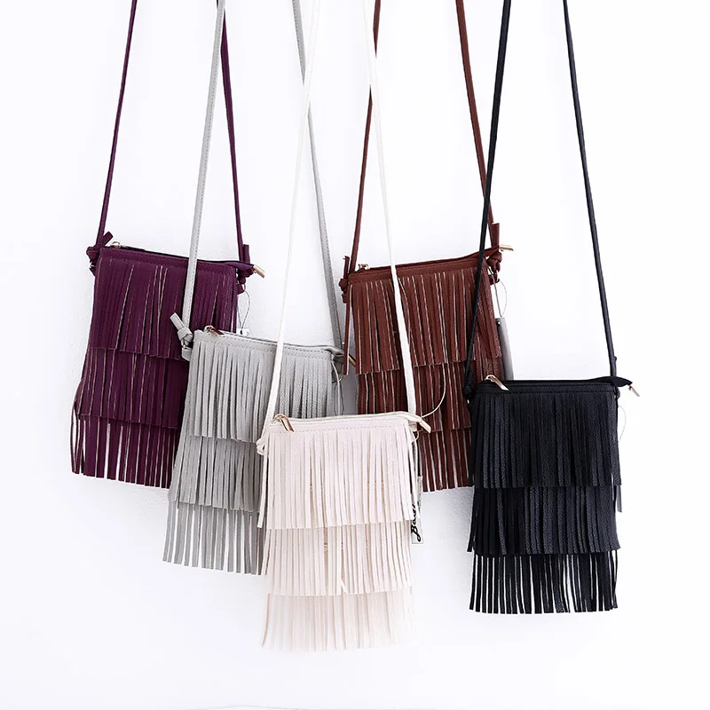 خمر النساء الكتف أكياس بو الجلود شرابة حقائب زيبر Crossbody حقيبة سيدة الأزياء رسول حقيبة رفرف للنساء