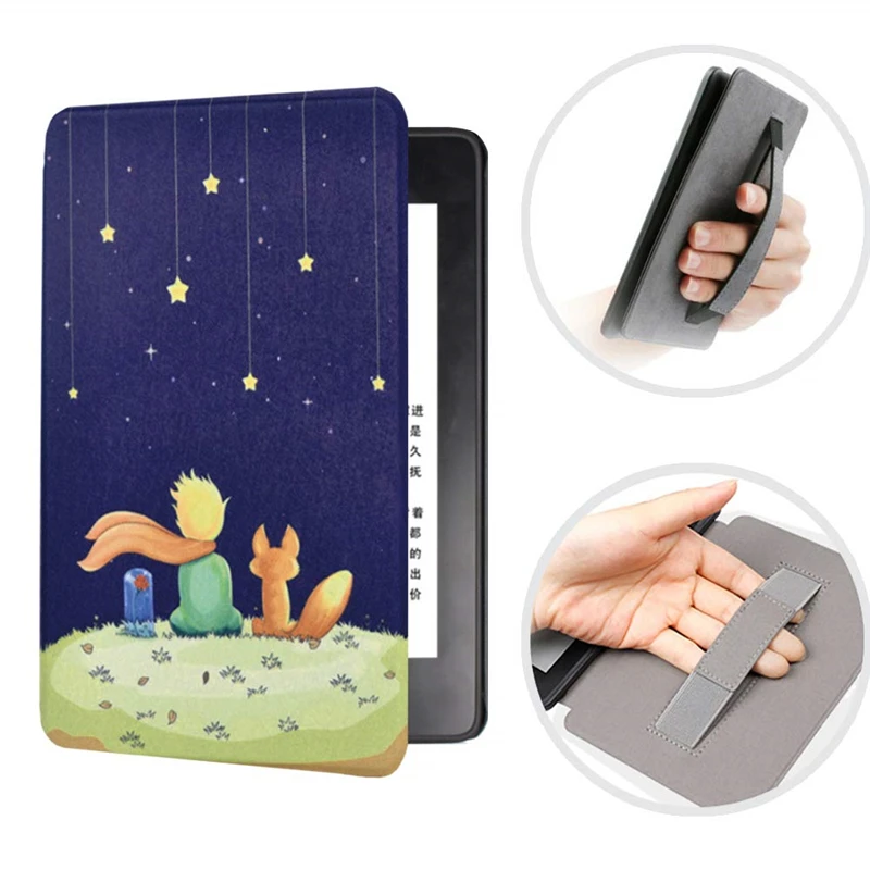 

Case for All-New Kindle 10th Gen 2019 Release Thinnest Protective Smart Cover Print PU Leather Hand Strap Case for Kindle 2019