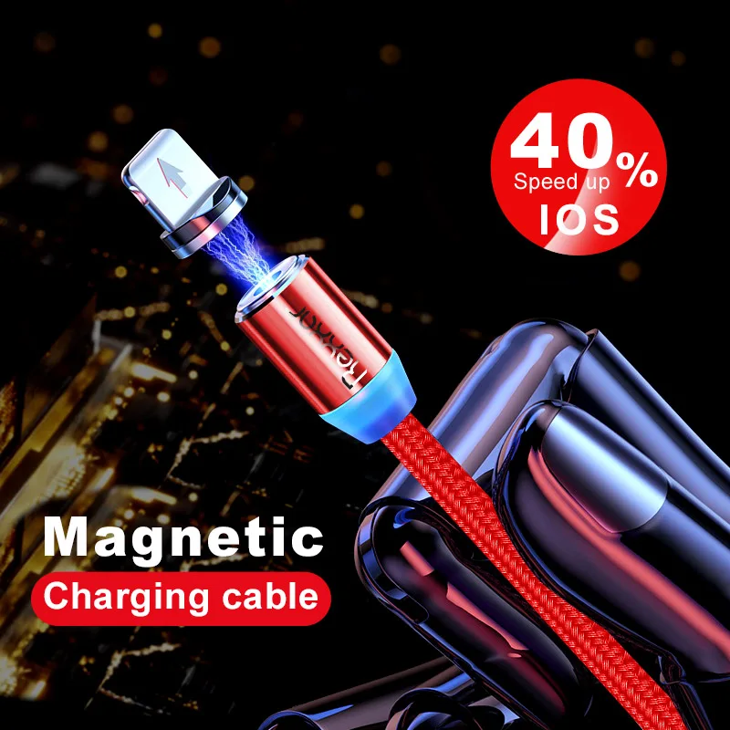 Rexxar 1 м Магнитный зарядный кабель Micro USB кабель для iPhone X 7 XR XS Max Magnet charger usb type C кабели светодиодный шнур для зарядки