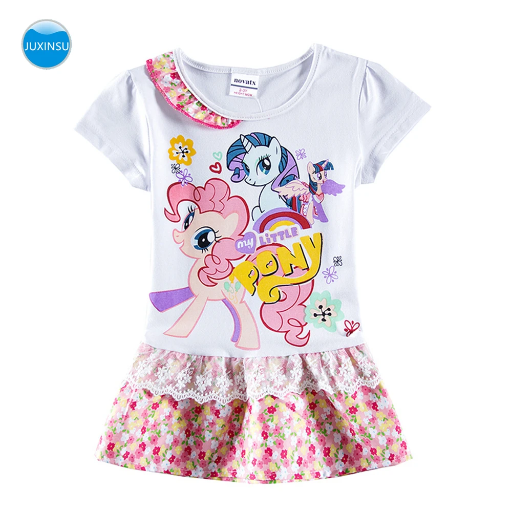 

JUXINSU New Summer Little Pony Princess Short Sleeve Dresses for Girls Birthday Party Dress Children Clothing 1-6 Years