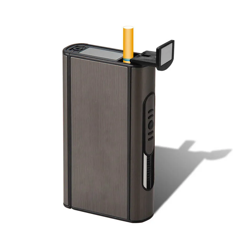 Алюминиевый сплав, автоматическая сигаретная коробка, держатель, аксессуары для сигарет, Портативная usb зарядка, электрическая зажигалка, металлическая коробка