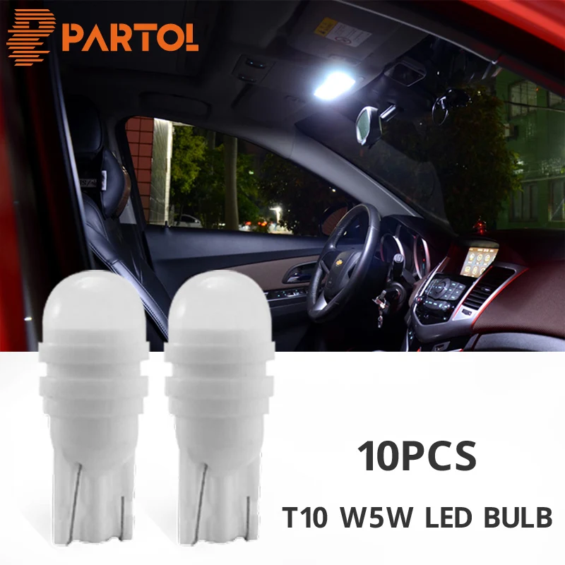 Partol 10 шт. T10 Светодиодные лампы W5W 501 194 168 автомобильный Стайлинг купольный