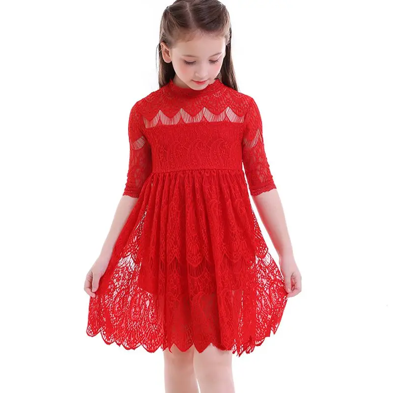 

2018 Baby Kid Flower Girl Dress Lace Princess Dress Birthday Party Wedding Bridesmaid Dress casual kid Dress for Girl 18M-6Y