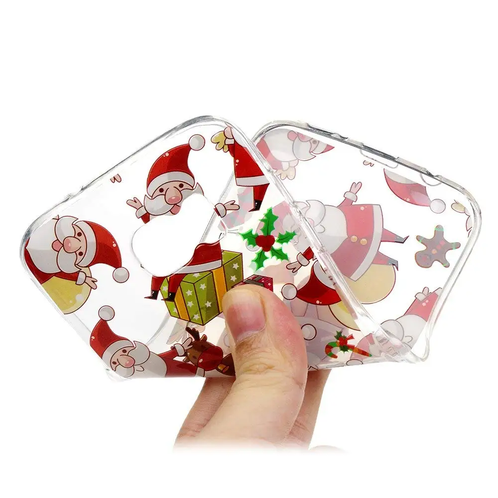 Santa Reindeer Christmas Patterned Clear Slim Soft Case Cover For Samsung S9 S8 S7 Edge Note 9 Note 8 S8 Plus TPU Phone Coque    (16)