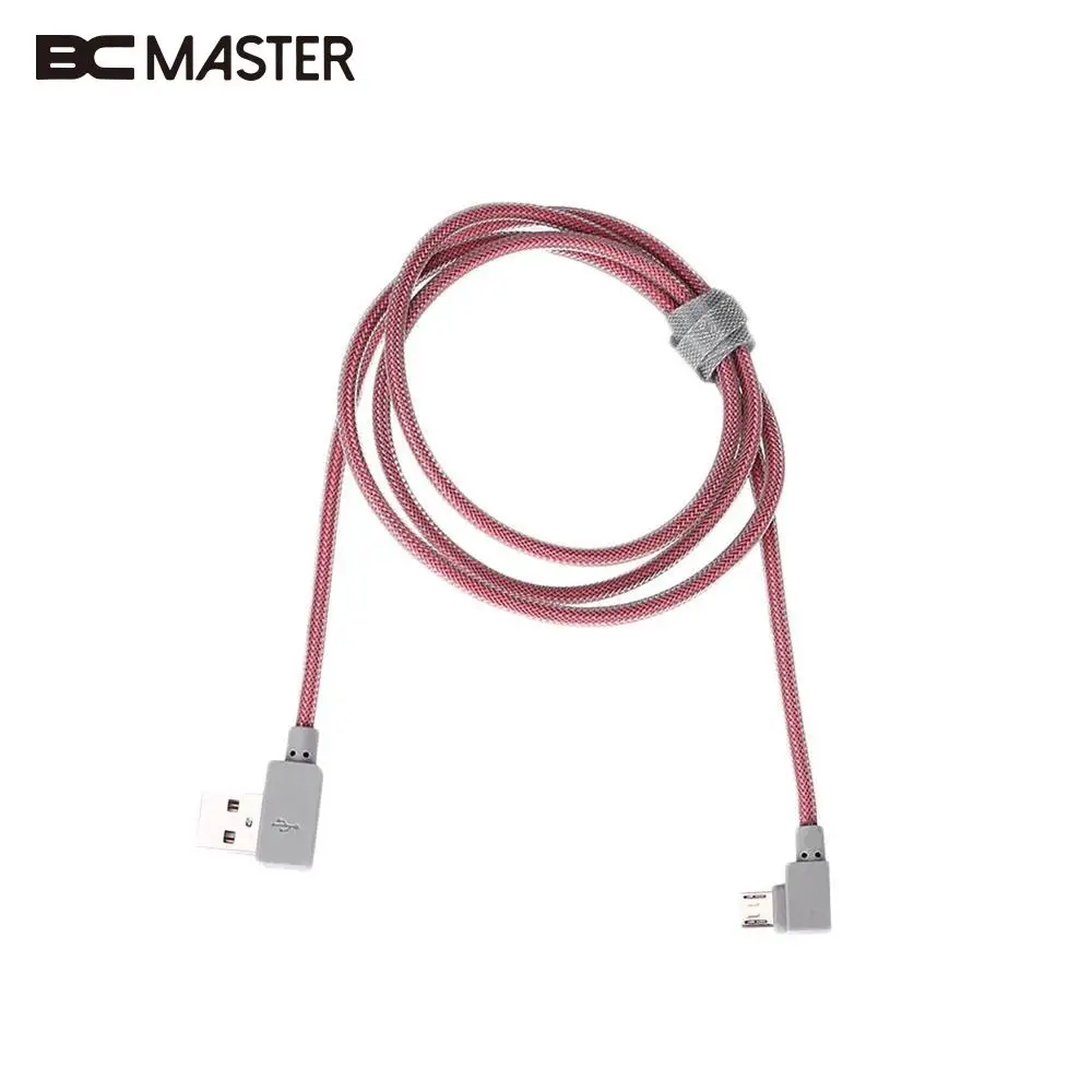 Bcmaster عالمية عالية السرعة 1 متر مايكرو 5pin usb ميناء بيانات كابل زاوية الحق 90 درجة شاحن كابلات