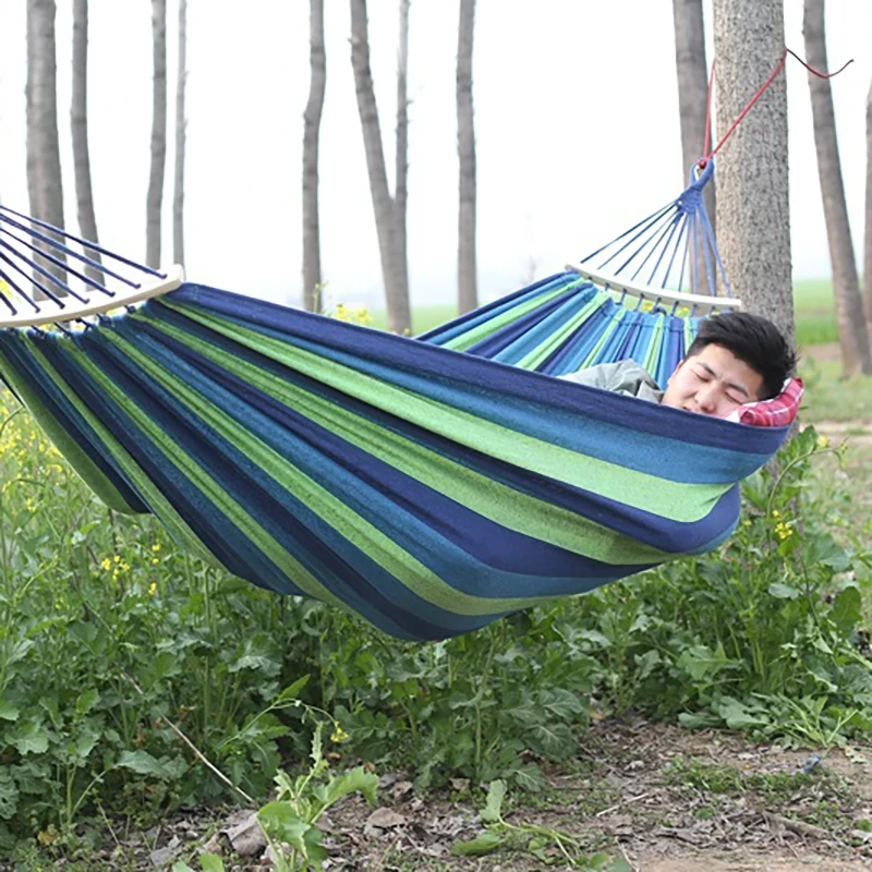 Outdoor Garden Camping Canvas Hammock Single Double Person Hanging Bed Swing 