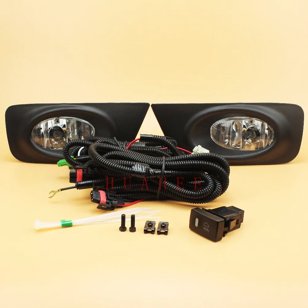 

Для 2007 Honda Stream Clear бампер противотуманные фары Driect Замена Полный Набор противотуманных фар со вторичным рынка с лампой H11 переключатель проволочный ободок