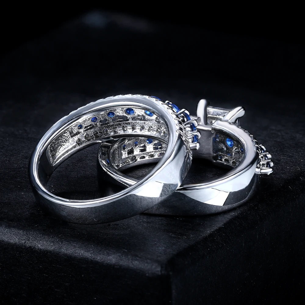 Double Fair Bridal Sets With Full CZ Stone Australian Crystal Square Claw Setting Women Rings 2018 New Jewelry DFYG023