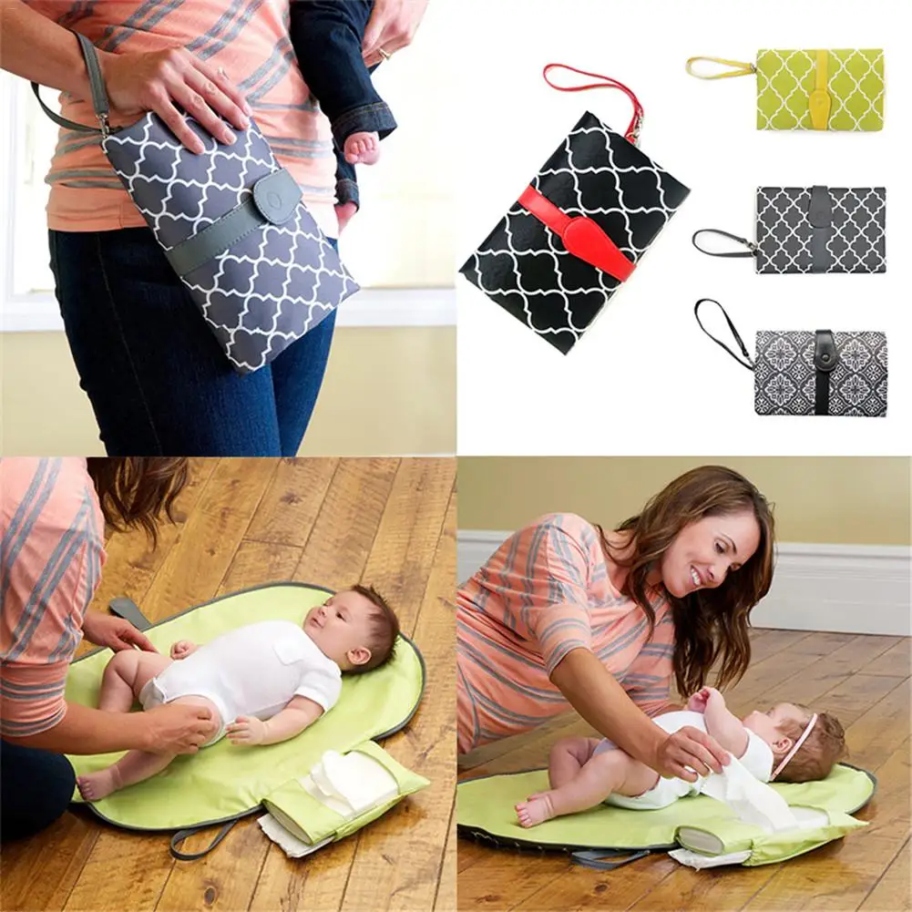 

hot selling foldable Multifunction Portable Baby Diaper Bags Storage Foldable Waterproof Diapers mat bag baby care for dad mom