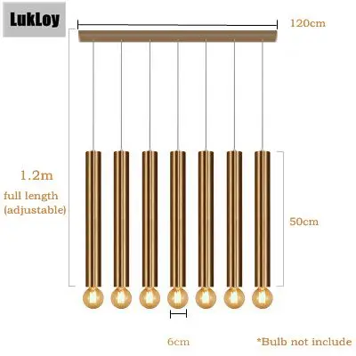 LukLoy Золотая Подвесная лампа вниз огни кухня Остров столовая гостиная магазин украшения цилиндрическая труба подвеска барная стойка современный - Цвет корпуса: Set of 7 long plate