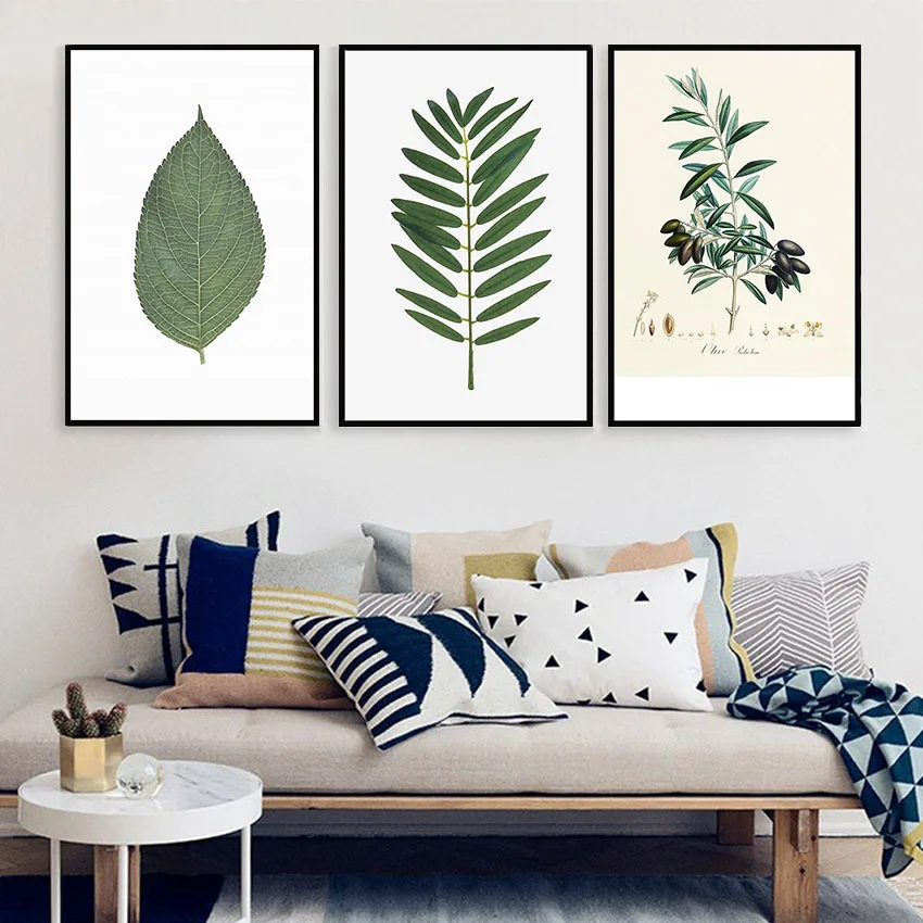 

Nordic Minimalism Natural Plant Leaf Canvas Paintings Wall Pictures for Living Room Decor Watercolor Prints on Canvas No Frame