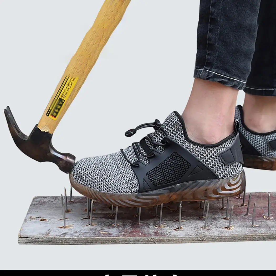 Мужская стальная безопасная обувь страховые кроссовки дышащие сетчатые кроссовки