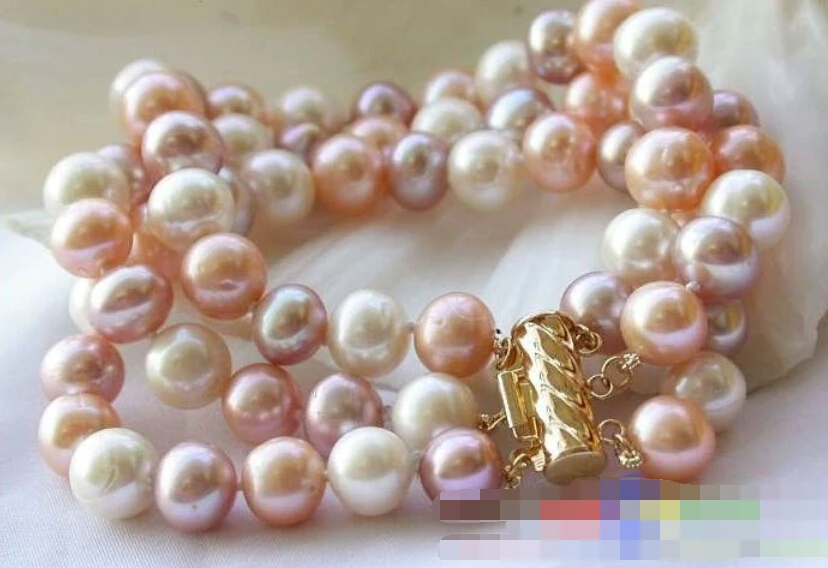 

Hot sell Noble- FREE SHIPPING>>>@@ 0634 multicolor ROUND FRESHWATER CULTURED PEARL BRACELET