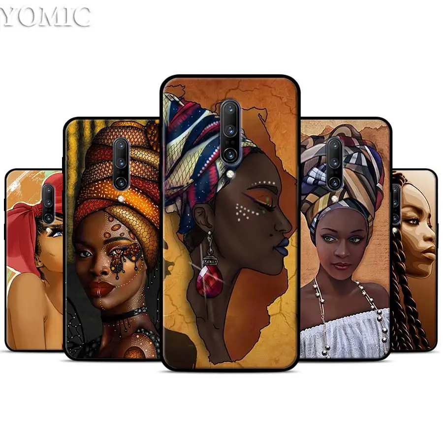 Colorful art african girl Printing Silicone Case for font b Oneplus b font font b 7