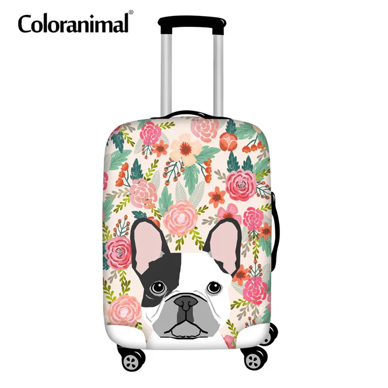 

Coloranimal 3D French Bulldog Floral Print Travel On Road Luggage Covers Protective Thicken Suitcase Covers Zipper for 18-30Inch