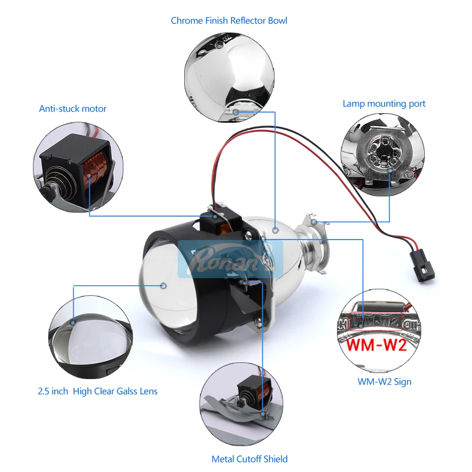 Günstige RONAN mini 2,5 doppel ccfl angel eyes drl Bi xenon Projektor auto scheinwerfer Objektiv h1 rgb dämon teufel nachrüstung h4 h7 auto styling