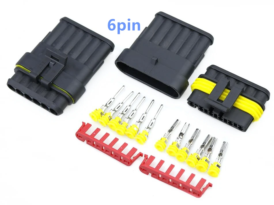 

1 Set 6 Pin Female Male Way AMP Super Seal Waterproof Electrical Wire Connector Plug For Car