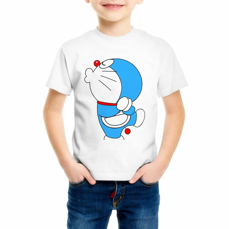 Новая футболка «Дораэмон» Детская футболка аниме «Япония» летние футболки с короткими рукавами для мальчиков и девочек «Дораэмон» топы, футболки C10-3 - Цвет: 4