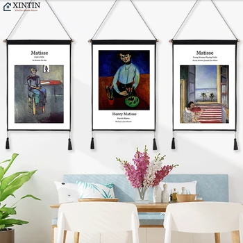 

Girl Play Violin Music Henry Matisse Fauvism Hanging Cloth Cotton Line Art Painting Poster Home Decor Wall Hanging Tapestry Gift