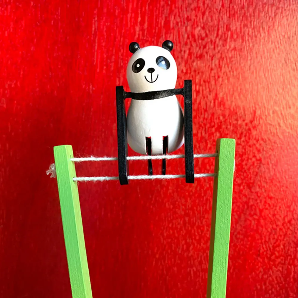 Pull String Panda поворотные заводные игрушки деревянный узор Подарочная тренировка координация Детские Классические игрушки Обучающие игры