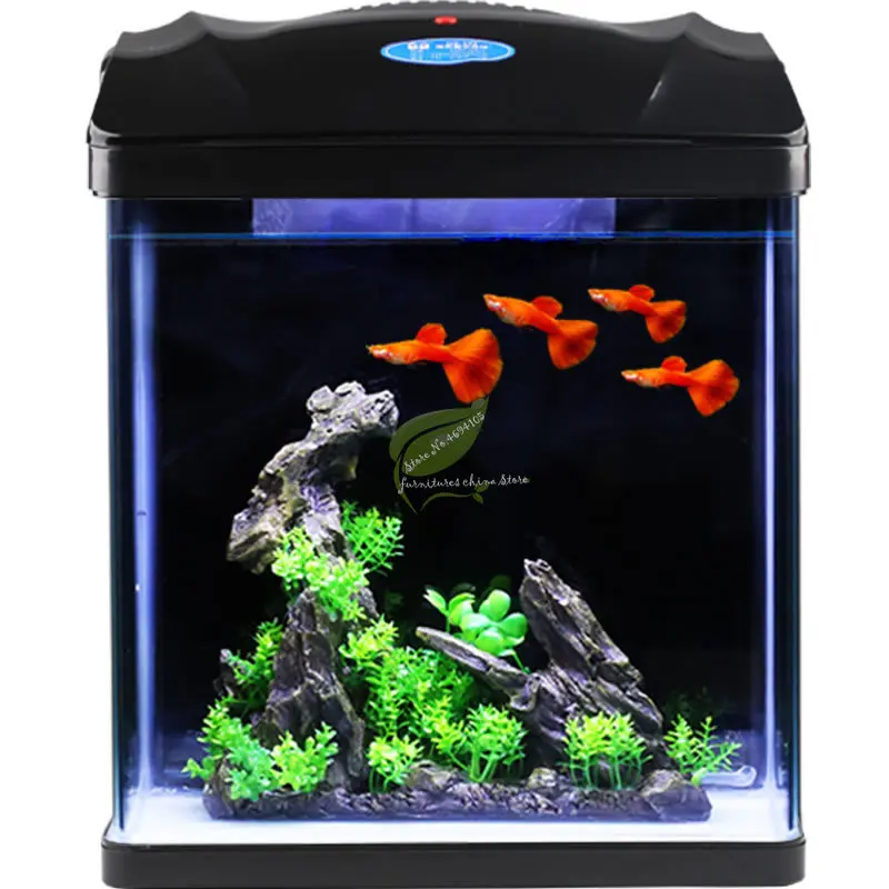 

Small Glass Fish Tank Ecological Desktop aquarium Children Square Lazy Fish Tank Free Water Filter aeration