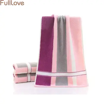 

37*75cm Travel Face Towels Cotton Patchwork Pink Hair Towel Soft Striped Gym Sport Towel 2018 Bathroom Hand Towels