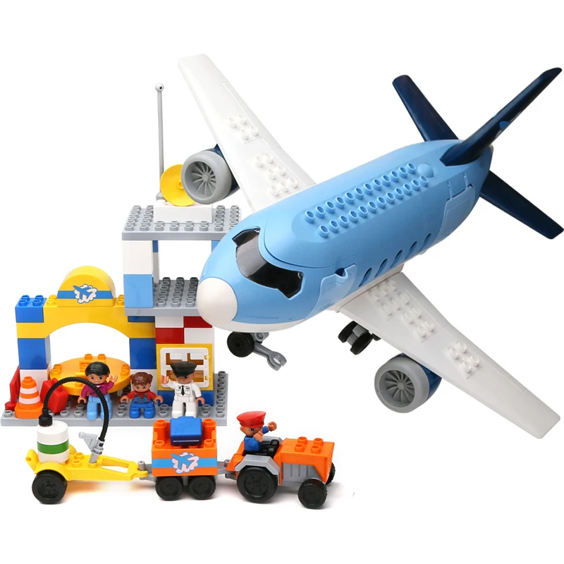 

Large Size Plane Airport Building Toy Bricks Duploes Compatible Blocks legoinglys Constructor DIY Educational Toys Baby Kids