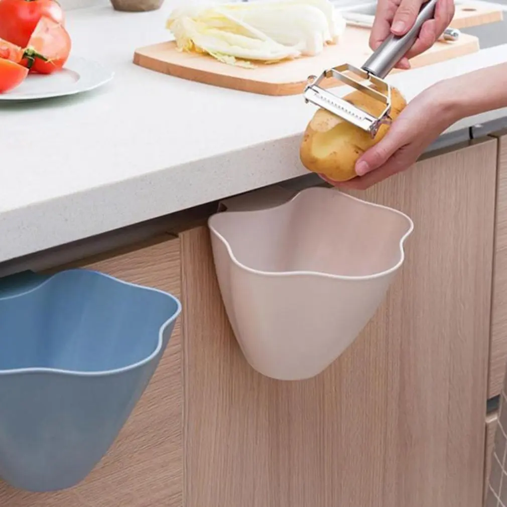 

Creative Flower-Shaped Hanging Kitchen Cabinet Trash Can Candy-Colored Hanging Garbage Box