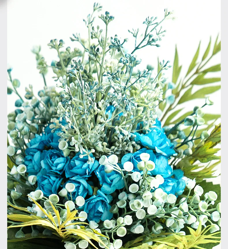 JAROWN Artificial Rose Simulation Flowers Silk Plastic Fake Flower Bouquet Wedding Bride Holding Flowers Home Decoration (12)