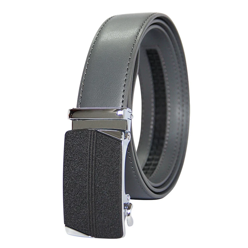 

New Designer Popular Luxury Brand Cowhide Leather Belt Men Gray Automatic Buckle Business Casual Belts For Men 3.5 Width