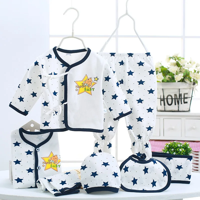 

5PCS Set Newborn Baby Romper Infant Bebe Toddler Boys Jumpsuit Costumes Spring/Summer Baby Girls Cotton Underwear Clothes Suits