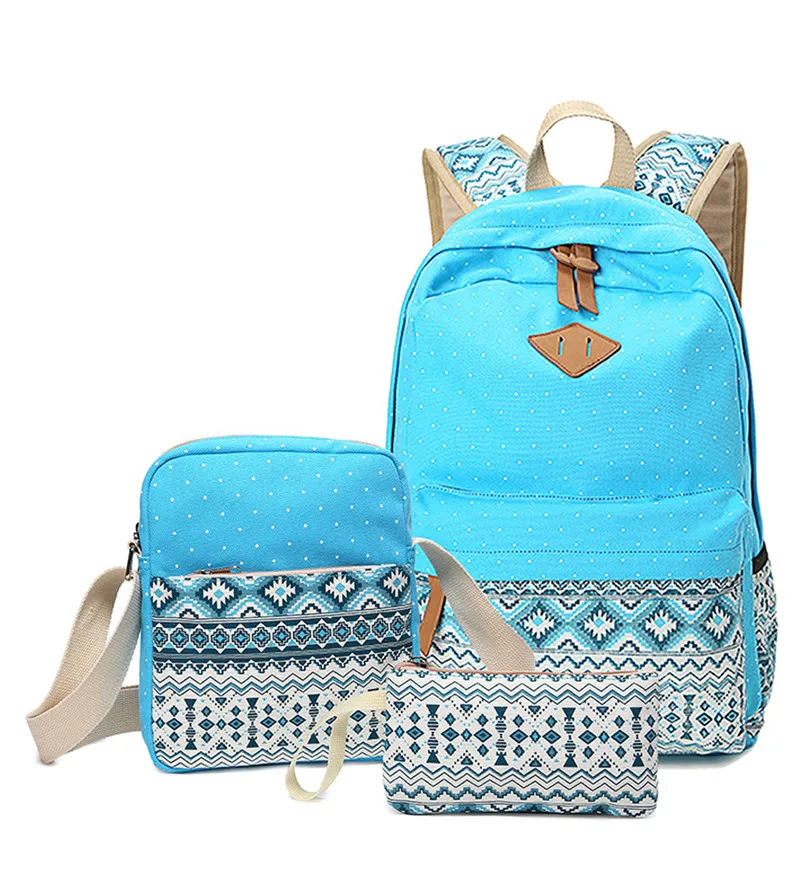 3pcs set Hot Women Printing Backpack for School Teenagers Girls Canvas school bags Vintage Ladies laptop bag Backpaks mochilas(China (Mainland))