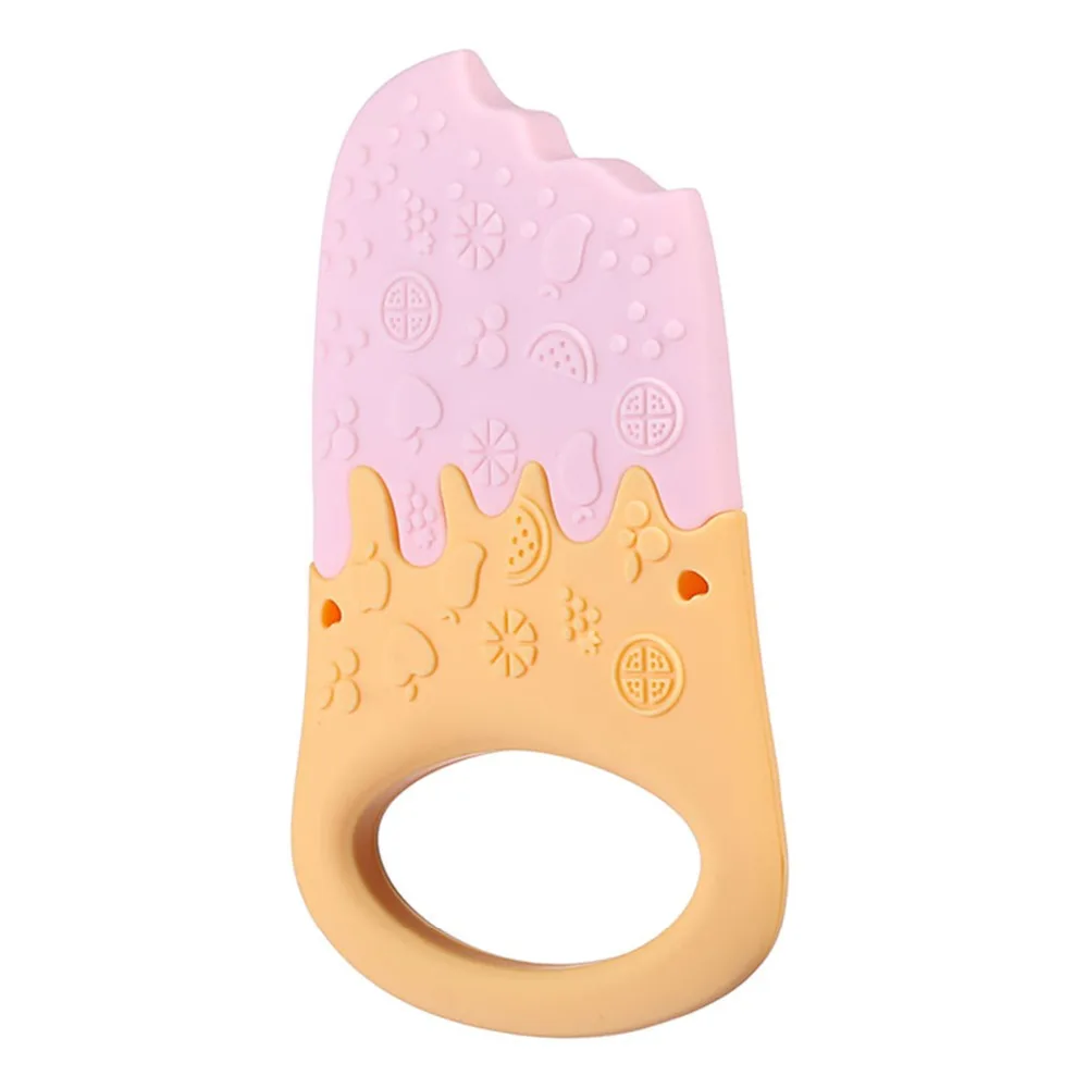 Мороженое в стиле пэчворк детский Прорезыватель пищевого силикона гибкие Прорезыватели жевательные Детские зубные кольца для детей игрушки для малышей