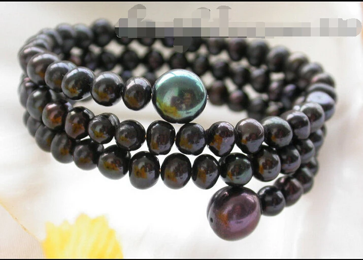 

z3918 Extendible 10mm black freshwater pearl bracelet bangle Noble style Natural Fine jewe Fast (D) SHIPPING