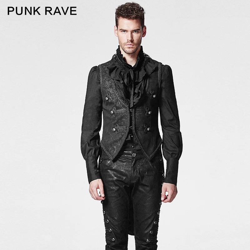 

2018 Punk RAVE Gotnic Swallow Tail Vest jacket With Pressed Flower Y600