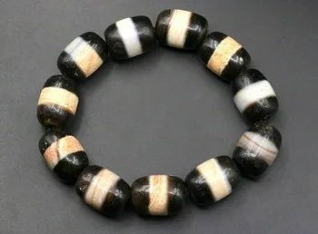 

Treasure Magic Power Magic Power Tibetan Old Agate Cinnabar Spots 1 Line Healer Medicine dZi Bead Bracetlet LKbrother