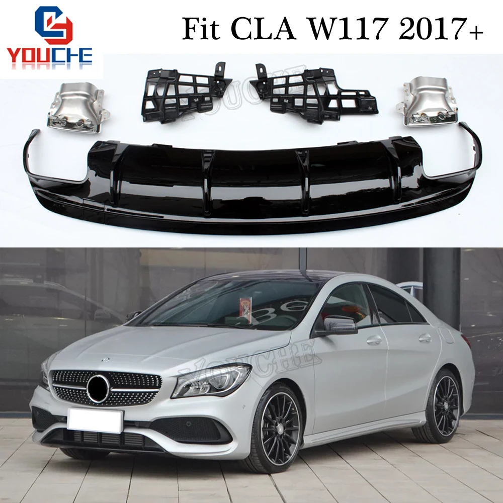 

W117 Rear Bumper Diffuser & Exhaust for Mercedes CLA Class CLA180 CLA200 CLA250 CLA45 AMG Package Sport Edition 2017 +