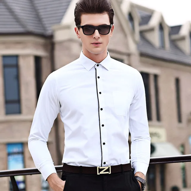mens slim fit cufflink shirt