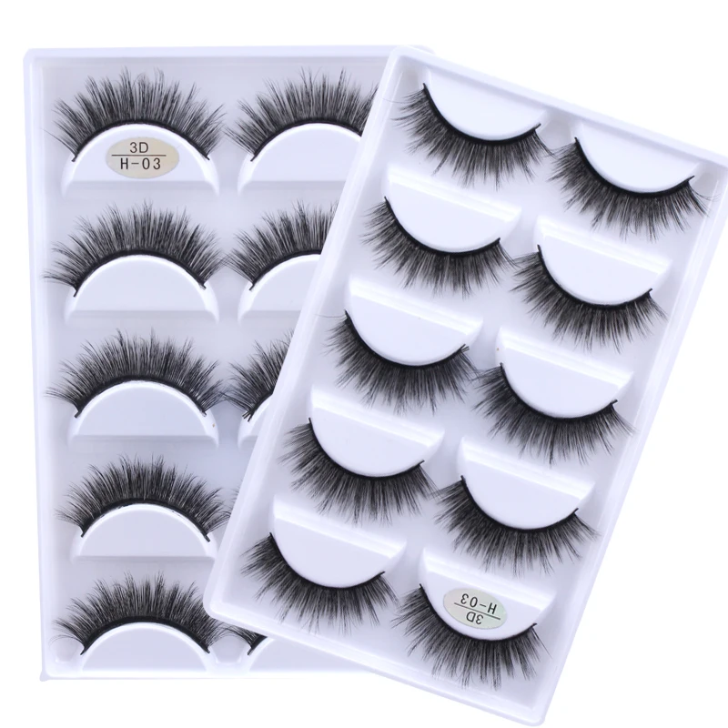 Ferramentas de Beleza Pairs Vison Cabelo Natural Cruz Cílios Postiços Longo Bagunçado Maquiagem Falso Olho Extensão Compõem Maquiar 500 3d 10 500 pairs 3d vison cabelo natural cruz