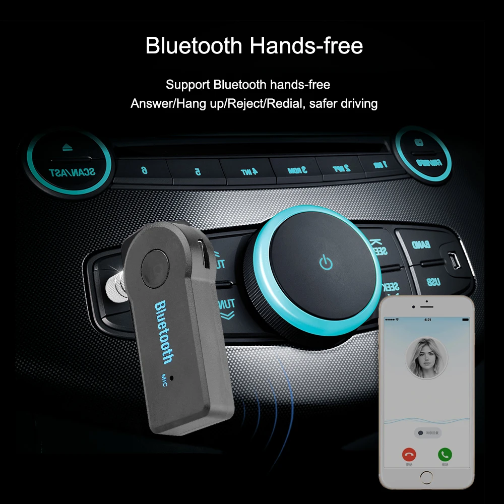 Bluetooth AUX мини аудио приемник Bluetooth передатчик 3,5 мм разъем громкой связи Авто Bluetooth автомобильный комплект музыкальный адаптер AUX BlueiPhone
