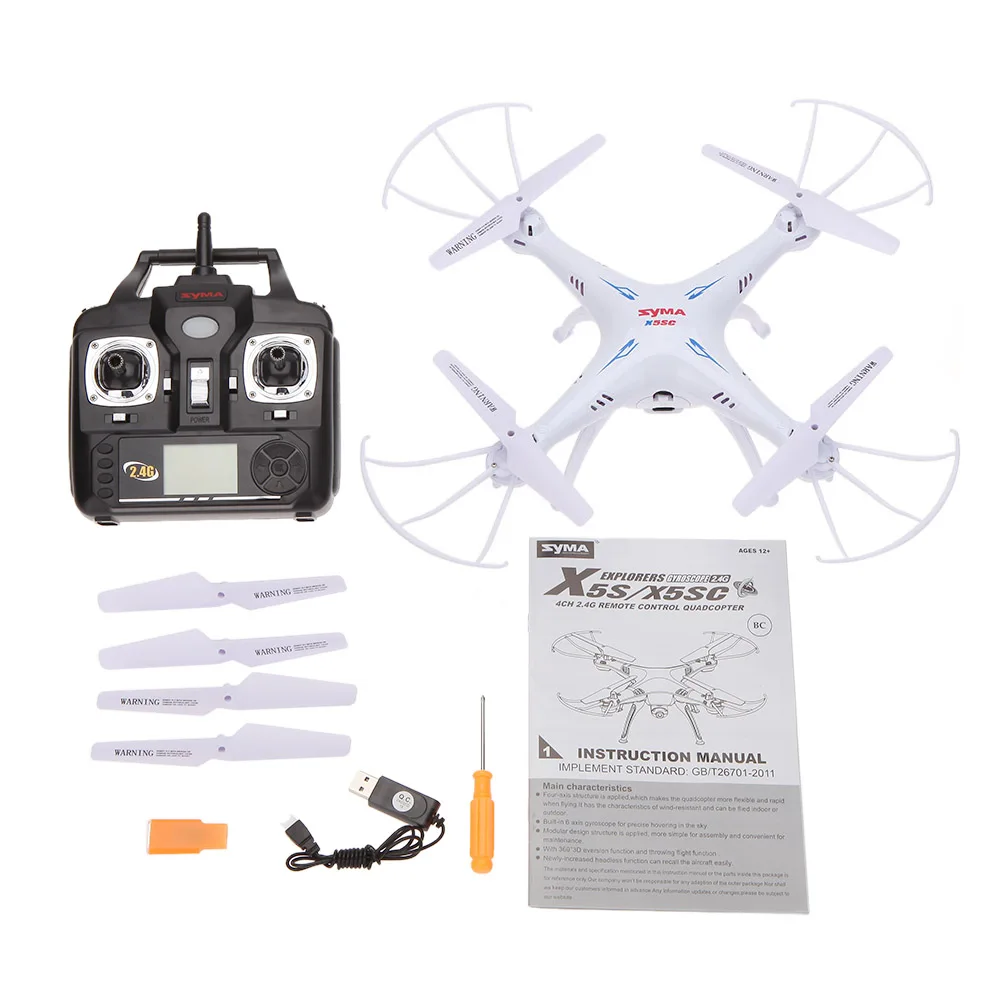 Syma X5SC X5SC-1 4CH 2,4G 6-axis Gyro RC Quadcopter Drone с 2.0MP HD Камера - Цвет: Белый