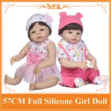 NPK 22″ 57CM Full Body Silicone Reborn Baby Girls Dolls Super Vivid Bebe Menina Dolls Toys For Kids Gift Child Best Playmate
