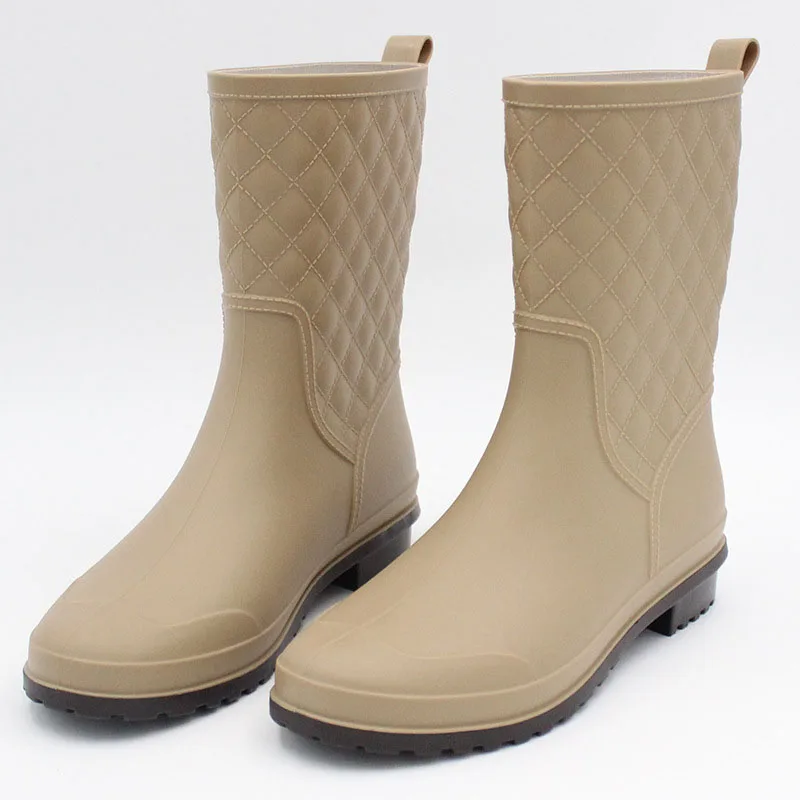 

Women Rubber Rain Boots Fashion Black Chelsea Boots Slip-on Waterproof Ankle Boots Rainboots Botas