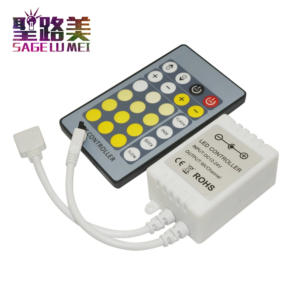 

LED strip Controller, 24 keys IR Remote Dual White Controller for DC12V 5050 White & Warm White Double Color Adjustable control