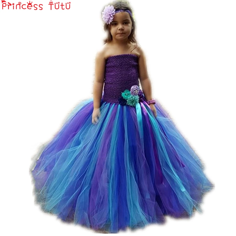 PRINCESS TUTU Mermaid Ariel Costume Halloween Girls Dresses Flower Kids Birthday Party Dress Fancy Girl Clothes Vestido K033 | Детская