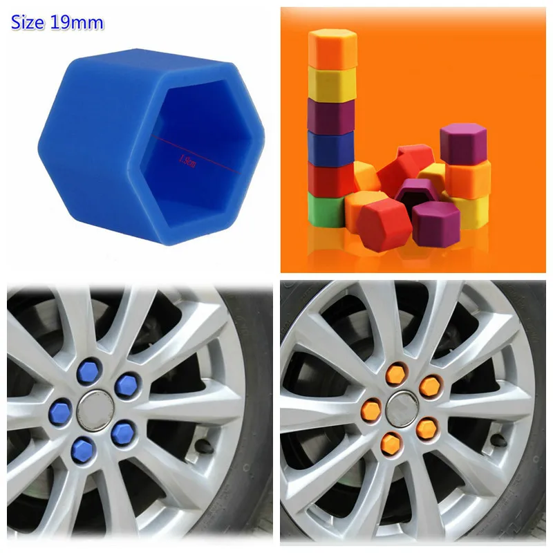 

20pcs Car Styling Auto Motorcycle Wheel Nuts Silicone Lug Nut Caps Covers Protective Bolt Caps Hub Screw Protector 19mm