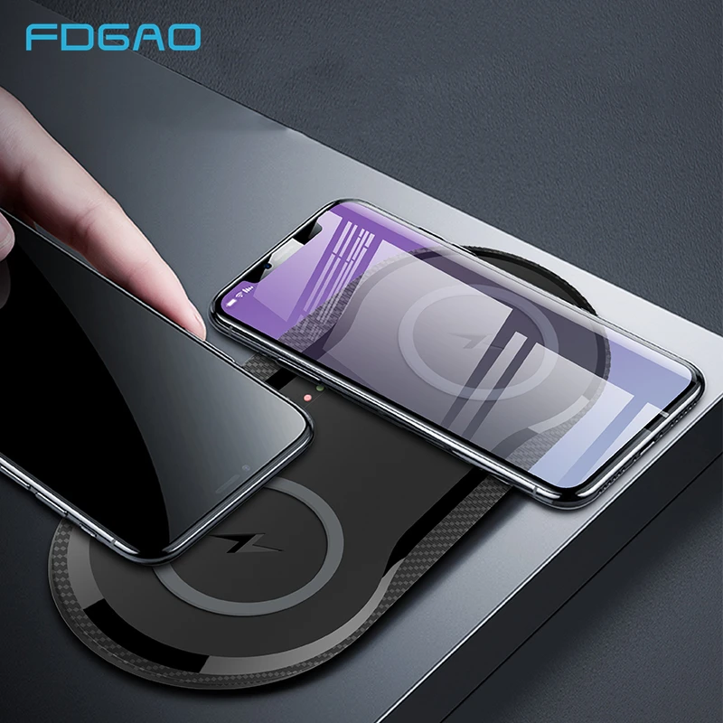 

FDGAO 20W QI Wireless Charger Dual Fast Charging Pad For iPhone XS Max XR X 8 10W Double 2 Phones Charge Dock For Samsung S10 S9