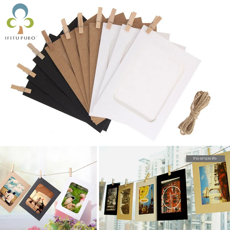 10 шт. DIY крафт-бумага фоторамка 3-6 дюймов подвесная настенная рамка для фотографий