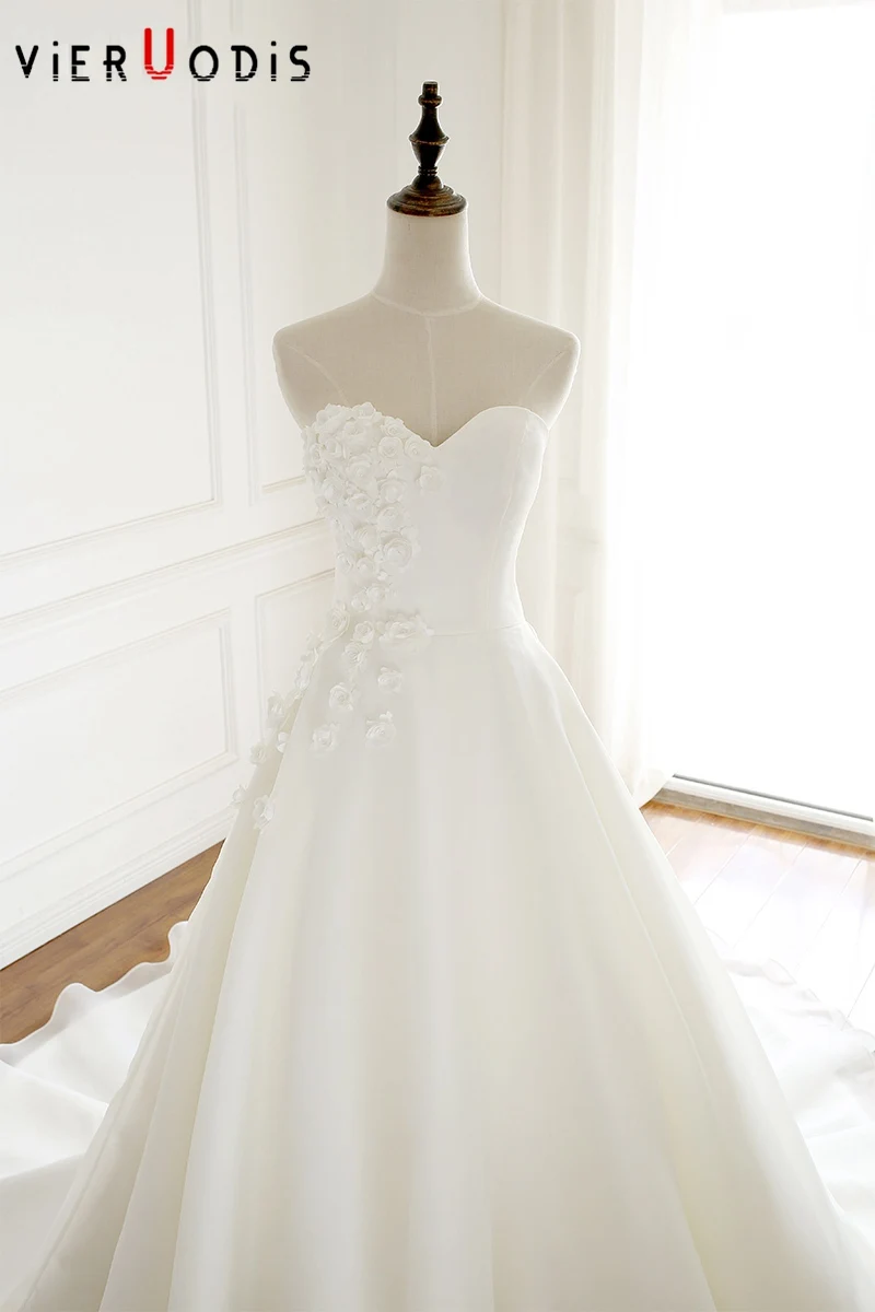 Top Hot Strapless Simple Casamento A Line White Ivory Vestido De Noiva 2019 Beach Wedding Dresses Court Train Weeding Dress 2020 3